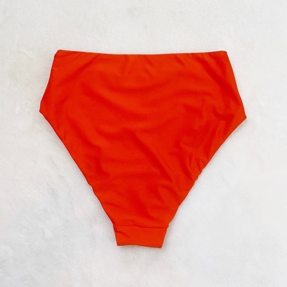 NEW Anthropologie Classic High Waisted Bikini Bottoms In Bright Orange - Picture 6 of 7